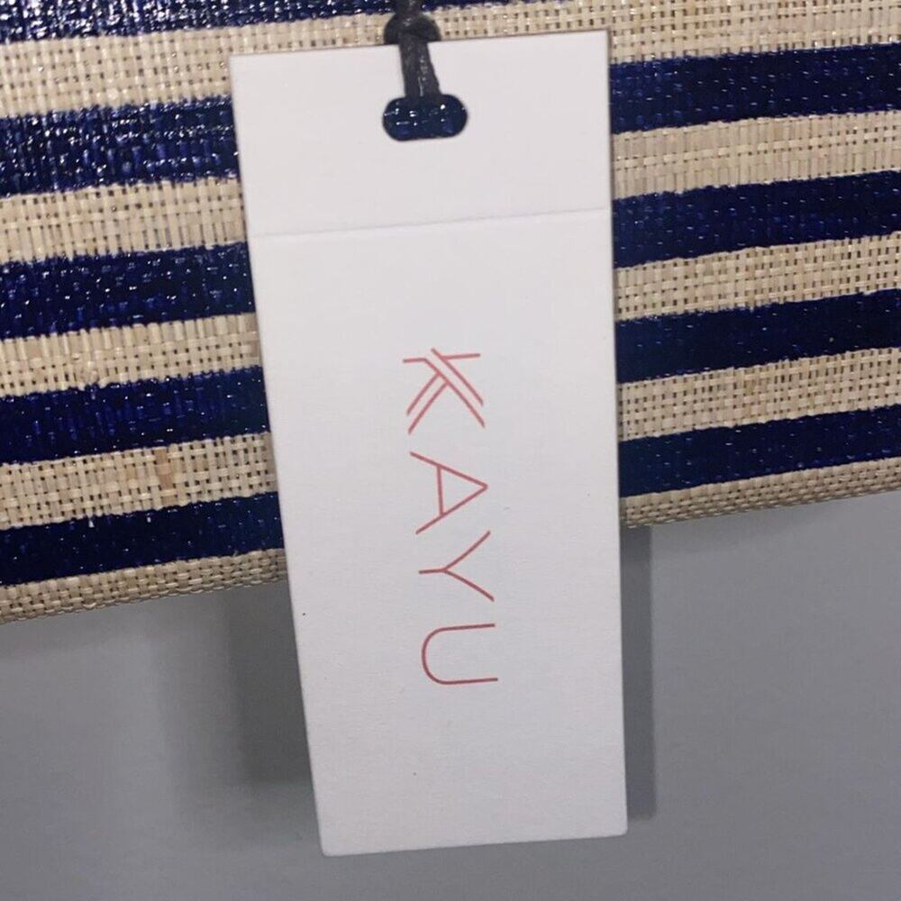 KAYU Blue Natural Stripe Straw Clutch Handbag - Picture 4 of 10